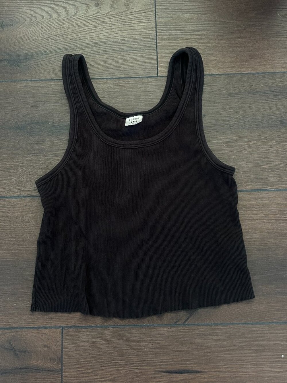 Aritzia Carey Ribbed Cropped Tank Black